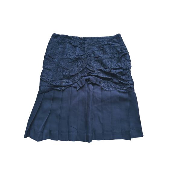 Moschino Cheap & Chic Vintage Lace Bow Pleated Mini Skirt XS Black Whimsigoth - Picture 2 of 7